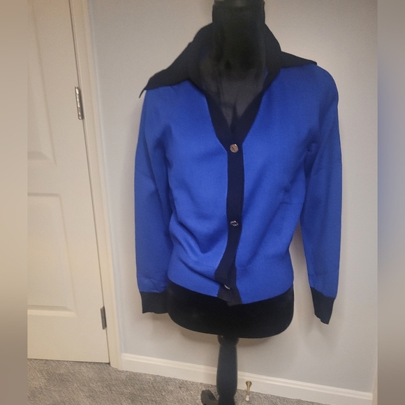 Area Stars X Bloomingdales Blue and Black Women's Cardigan. Sz M NWT - Picture 8 of 9